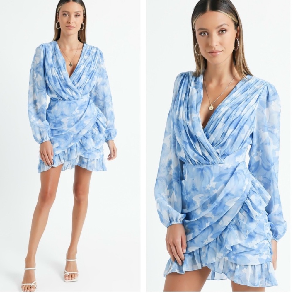 Showpo. CAN I BE YOUR HONEY MINI DRESS in cloudy floral 6